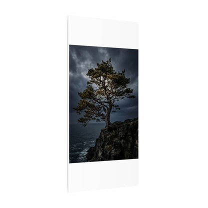 Dappled Pine Tree Canvas Art - Dark Japandi Fukinsei