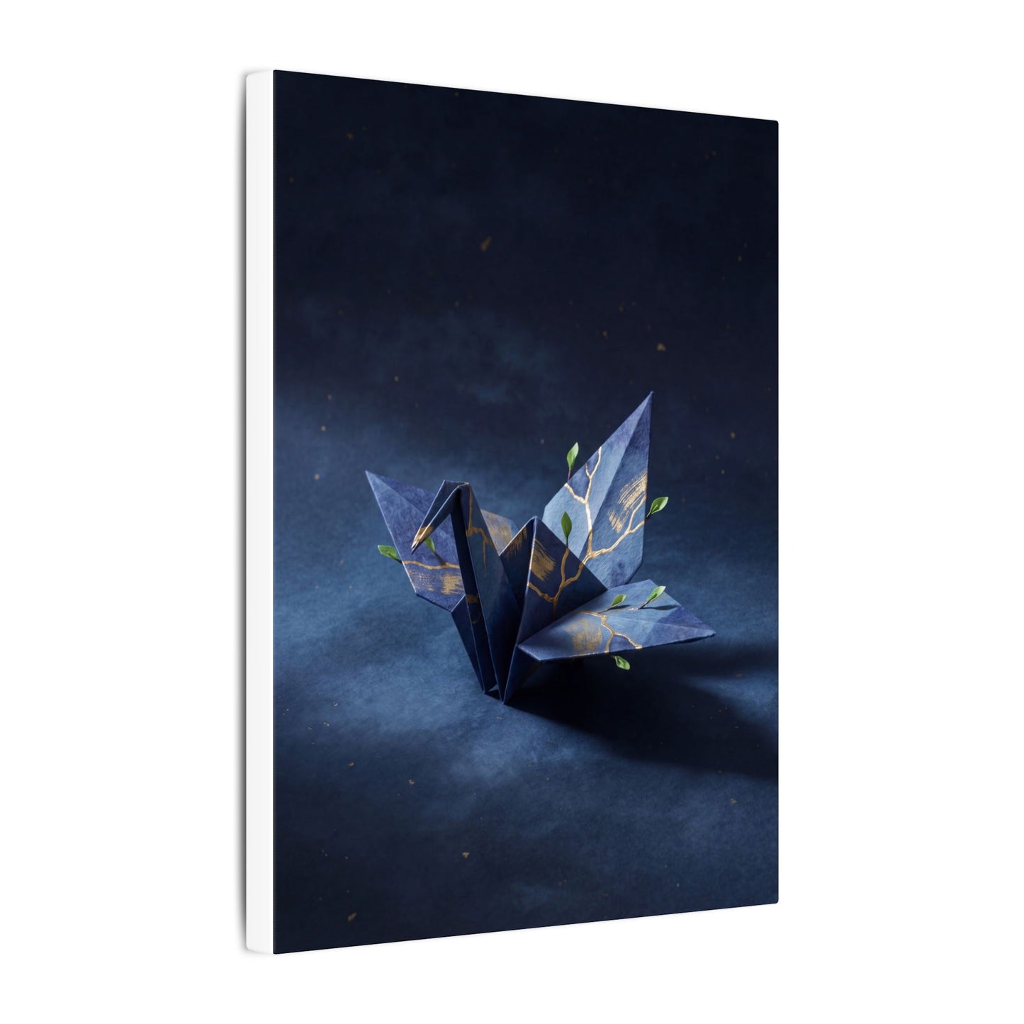Kintsugi Paper Fold in Moonlight | Crackle Gold Canvas Art