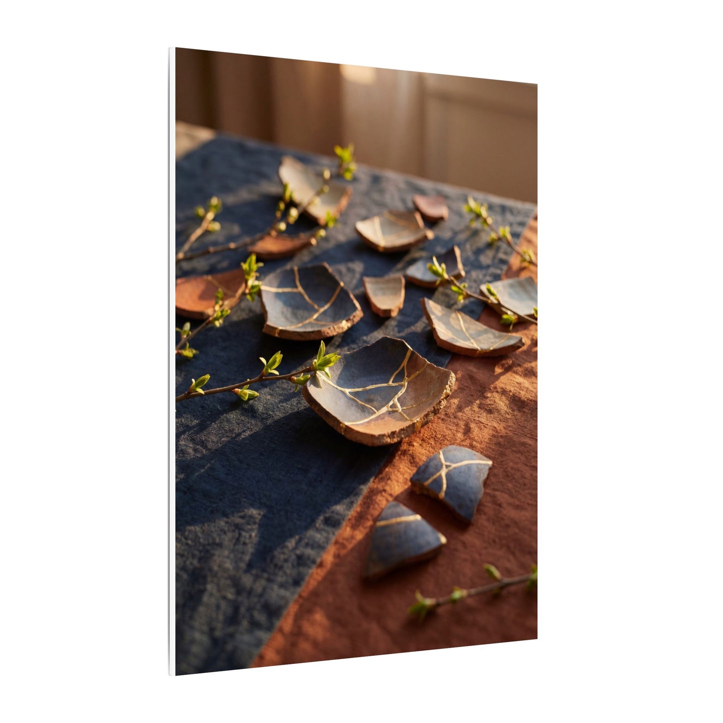 Spring Broken Pottery Gold Vein Canvas Art | Philosophical Decor