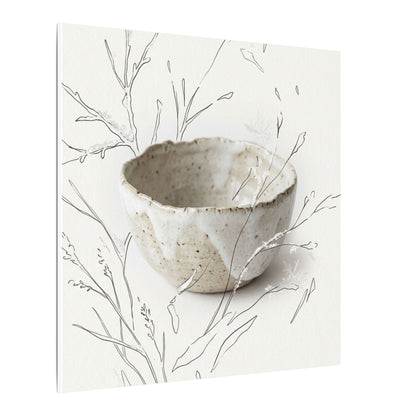 Neutral Ceramic Bowl Canvas Art - Minimal Line Japandi