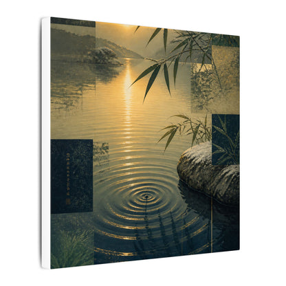 Zen Water Ripple in Golden Hour | Ukiyo E Inspired Canvas Art