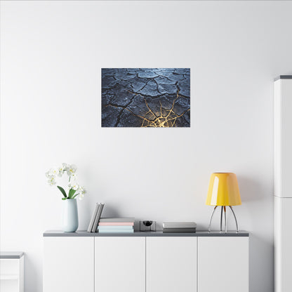 Moonlight Cracked Earth Canvas Art - Kintsugi Mono No Aware