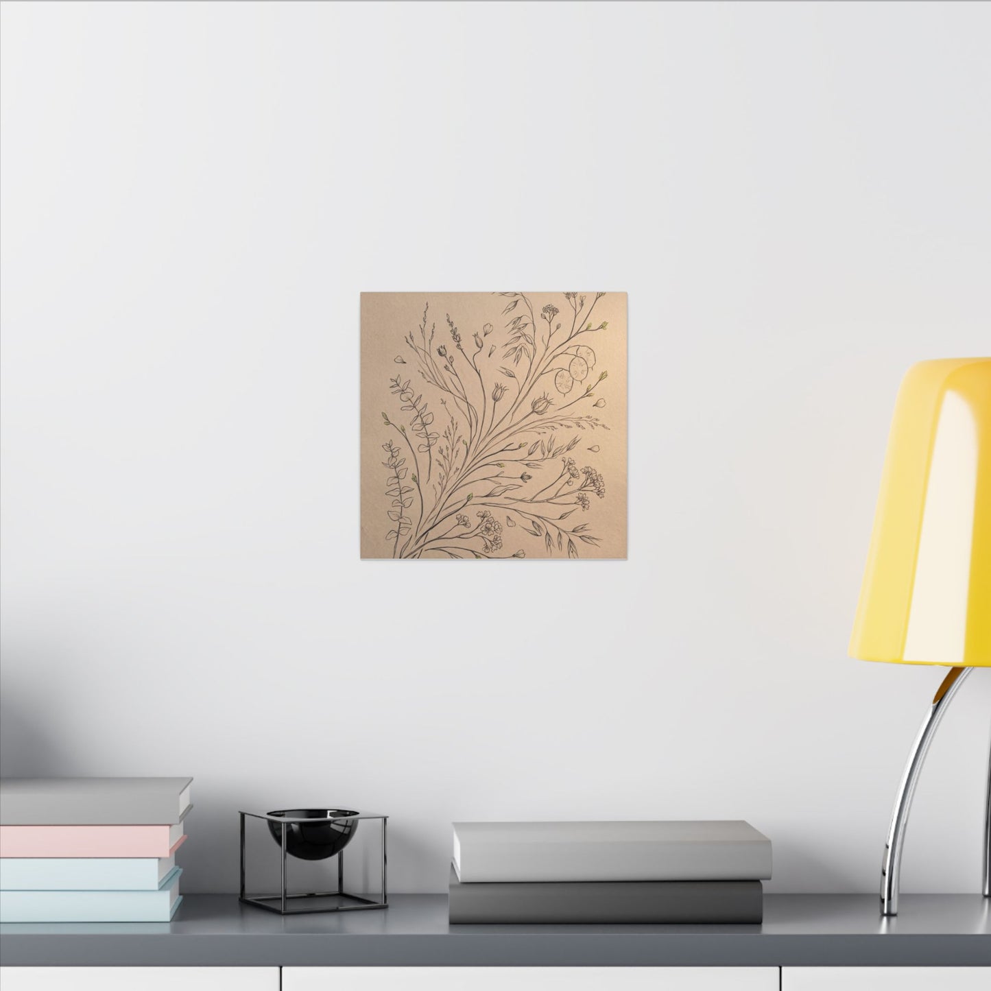 Dried Flowers Canvas Art | Spring Japandi Minimal Line Art