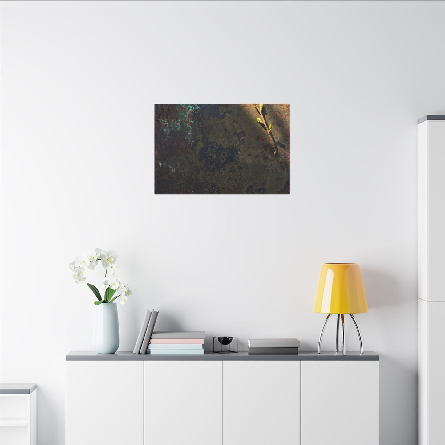 Golden Hour Rust Patina Canvas Art - Dark Japandi Ma