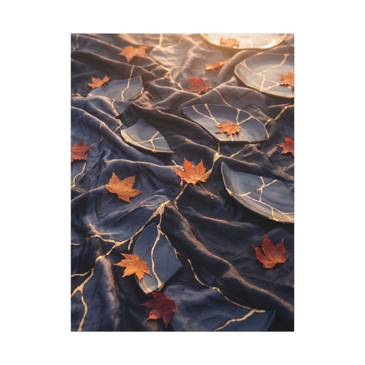 Golden Hour Silk Drape Canvas Art - Kintsugi Shibui