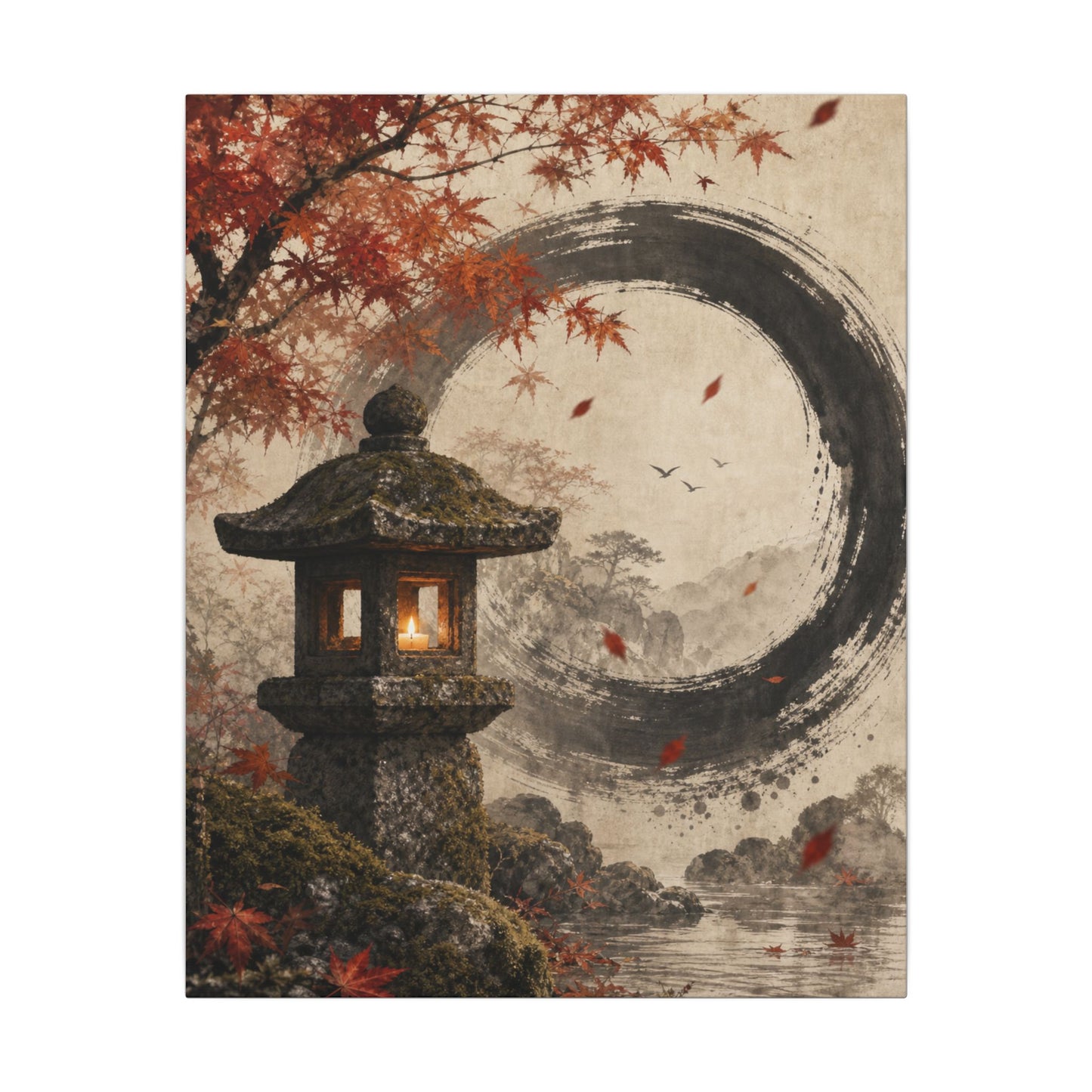 Ma Stone Lantern Canvas Art - Zen Enso