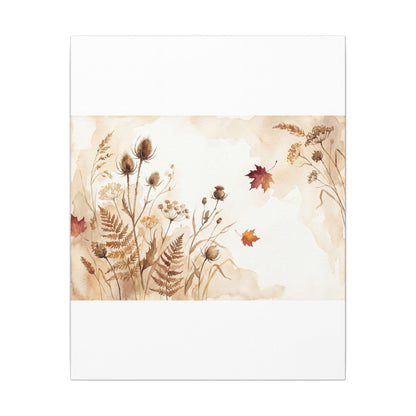 Dried Flowers Canvas Art | Autumn Japandi Watercolor Art