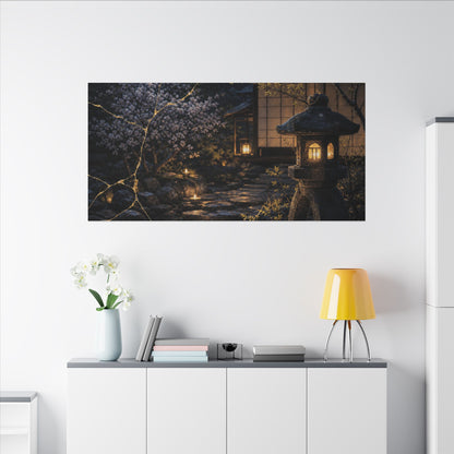 Seijaku Moonlit Garden Canvas Art - Kintsugi Gold Vein