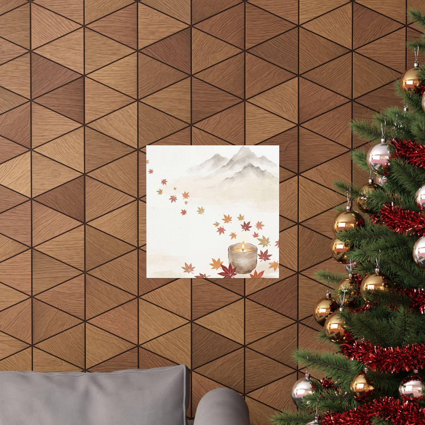 Mountain Mist Wall Art Print | Autumn Japandi Japanese Pattern Art