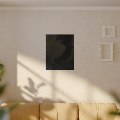 Seijaku Ink Brushstroke Canvas Art - Dark Japandi Moody Minimal