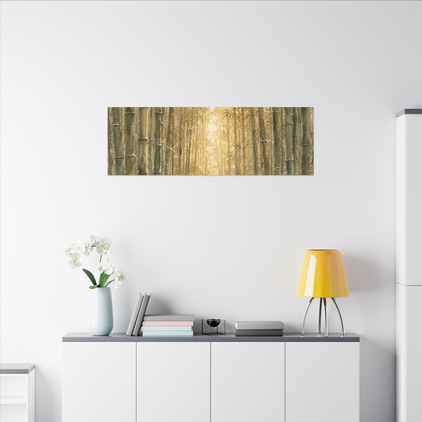 Bamboo Grove Winter Canvas Art | Japandi Elegant Design