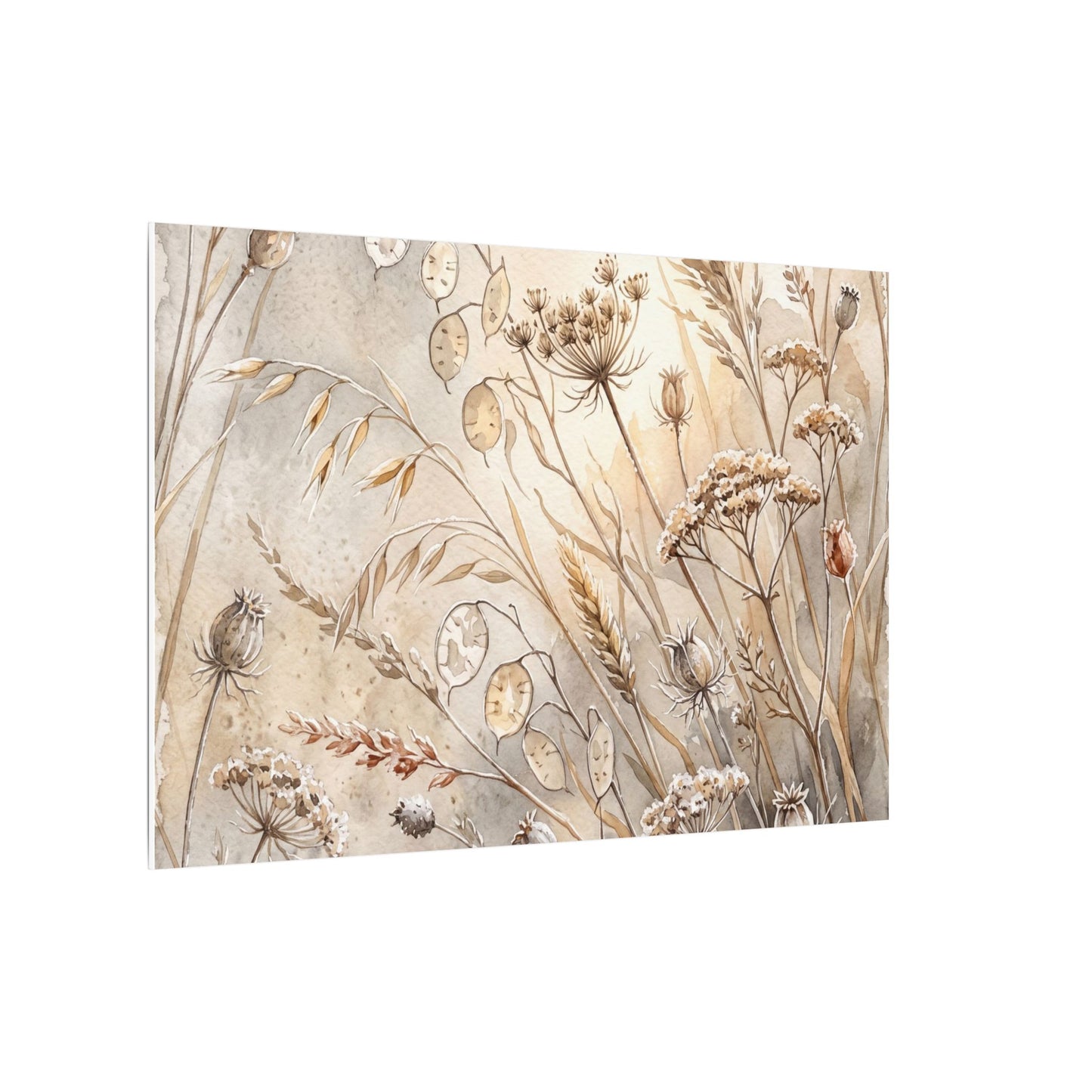 Winter Dried Flowers Watercolor Canvas Art | Warm Decor