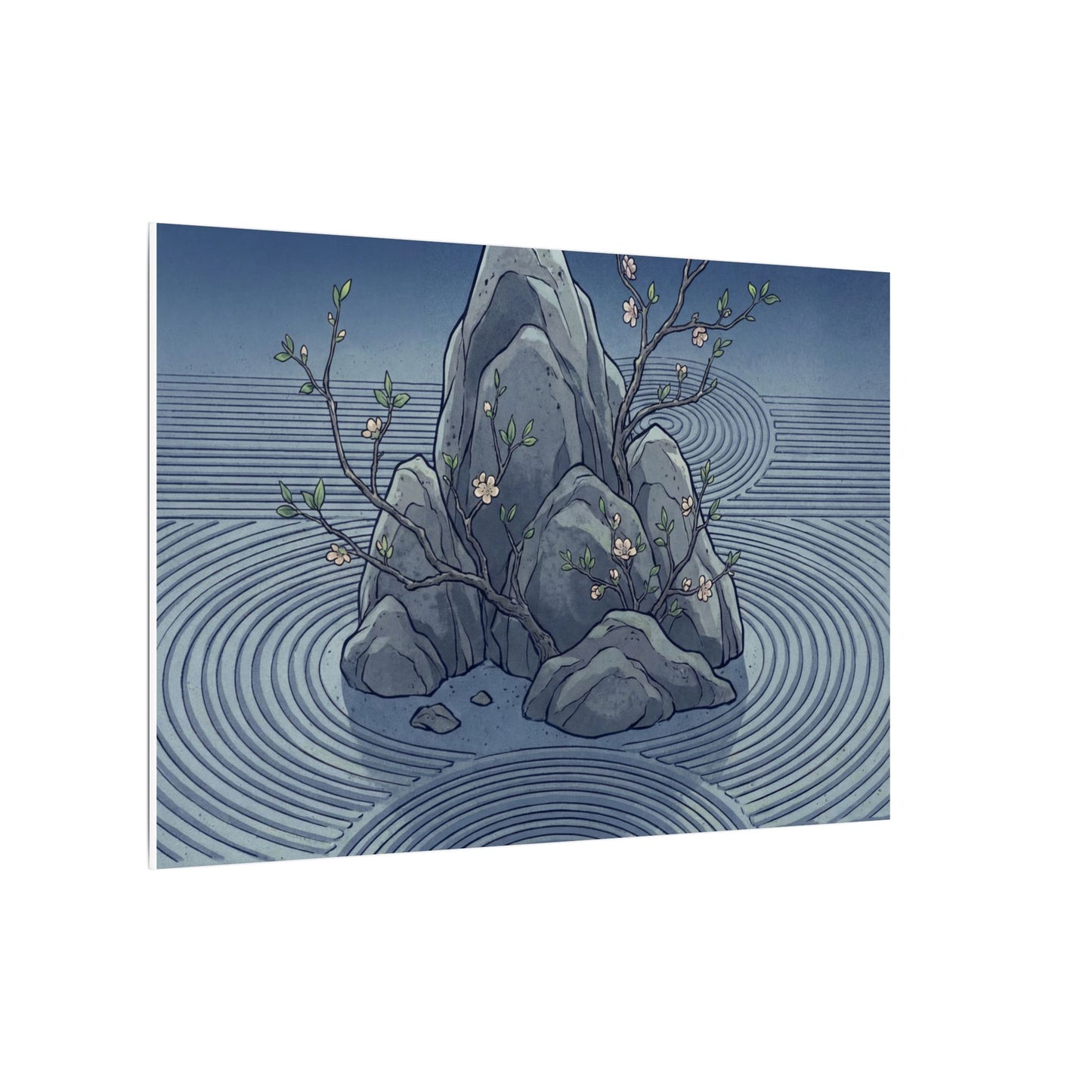 Spring Rock Garden Ukiyo E Inspired Canvas Art | Tranquil Decor
