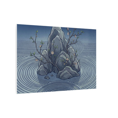 Spring Rock Garden Ukiyo E Inspired Canvas Art | Tranquil Decor
