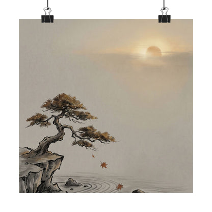 Pine Tree Autumn Wall Art Print | Zen Tranquil Design Art Print