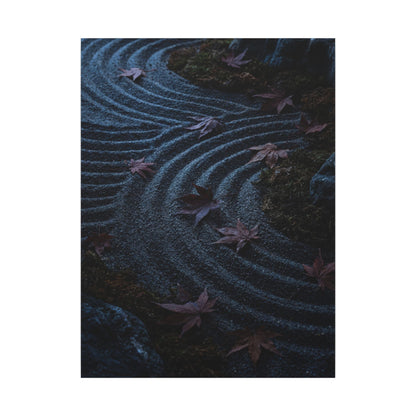 Rock Garden Canvas Art | Autumn Dark Japandi Dark Texture Art