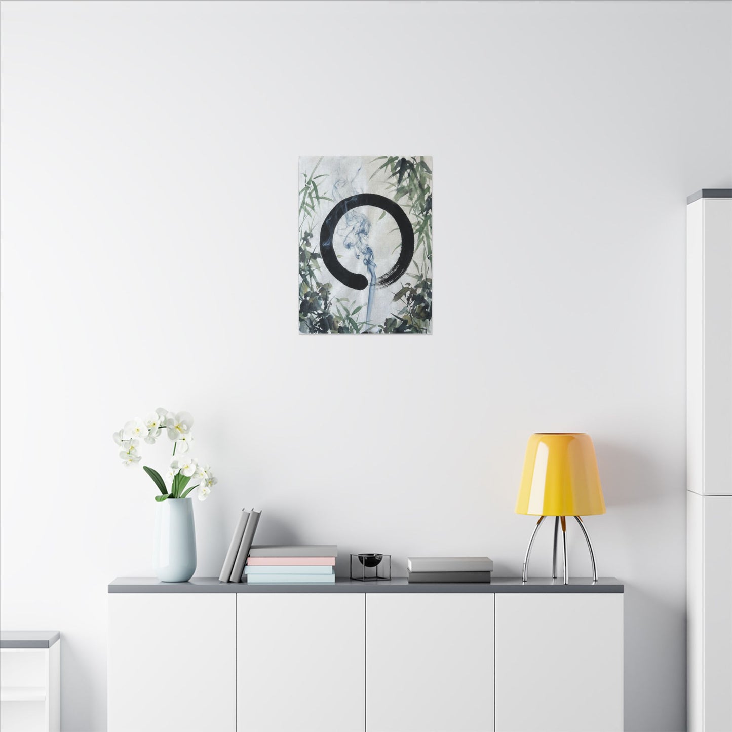 Zen Incense Smoke in Moonlight | Enso Canvas Art