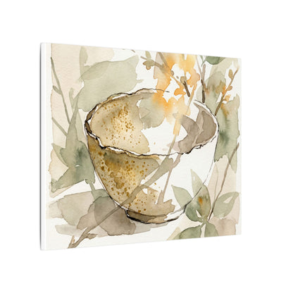 Spring Ceramic Bowl Watercolor Canvas Art | Neutral Decor