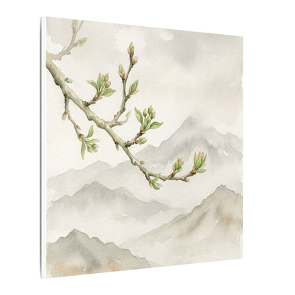 Spring Mountain Mist Watercolor Canvas Art | Cozy Decor