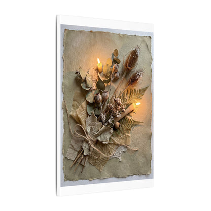 Dried Flowers Texture Canvas Art | Warm Japandi Art