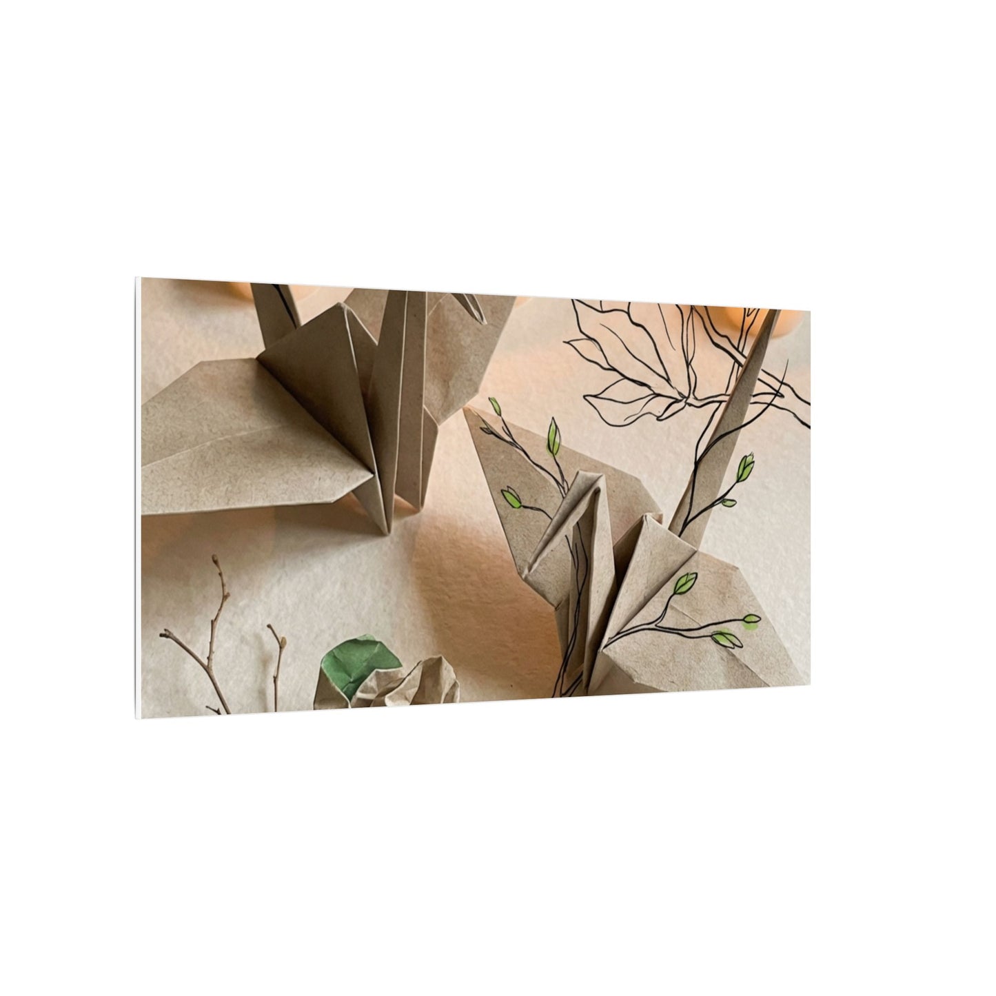 Paper Fold Spring Canvas Art | Japandi Earthy Design