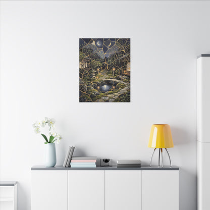 Kintsugi Moonlit Garden in Candlelight | Gold Vein Canvas Art