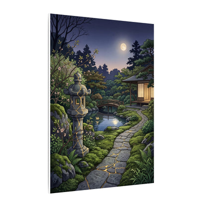 Spring Moonlit Garden Gold Vein Canvas Art | Resilient Decor
