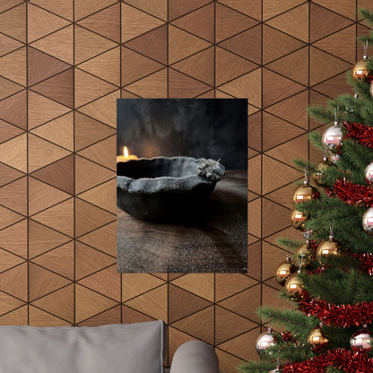 Luxurious Ceramic Bowl Wall Art Print - Shadow Zen Dark Japandi