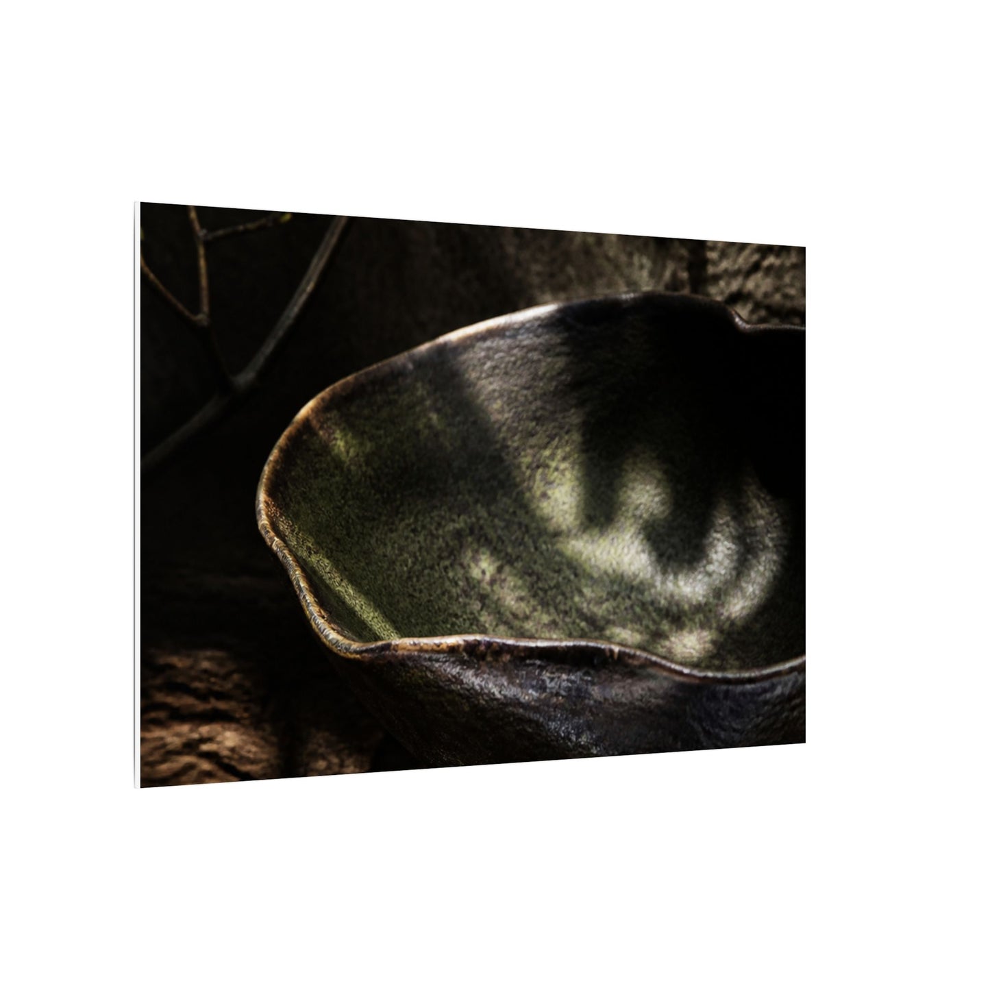 Sophisticated Ceramic Bowl Canvas Art - Dark Texture Dark Japandi