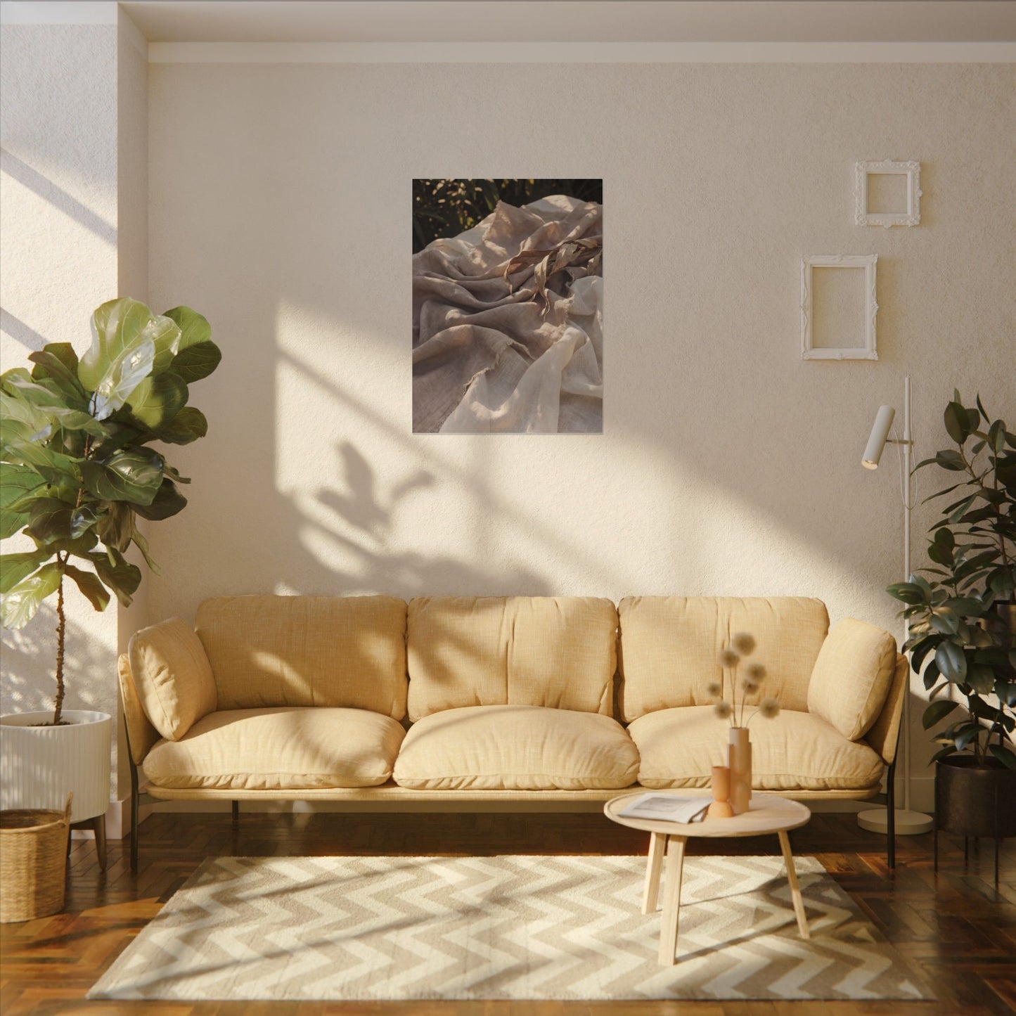 Silk Drape Summer Canvas Art | Japandi Neutral Design