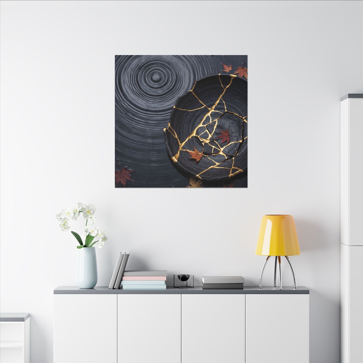 Philosophical Water Ripple Canvas Art - Gold Repair Kintsugi