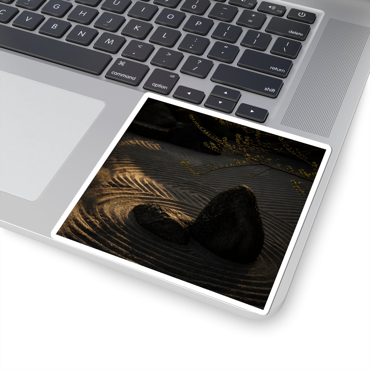 Rock Garden Shadow Zen Sticker | Sophisticated Dark Japandi Art