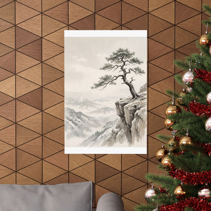 Pine Tree Wall Art Print | Winter Japandi Japanese Pattern Art