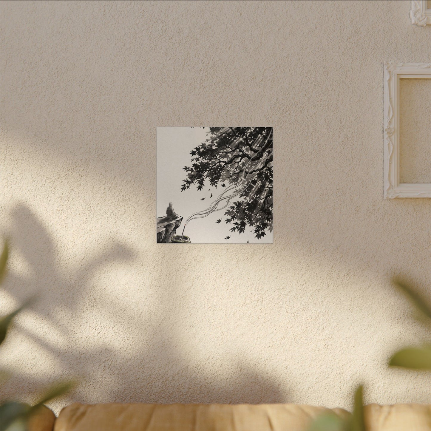 Serene Incense Smoke Canvas Art - Ukiyo E Inspired Zen