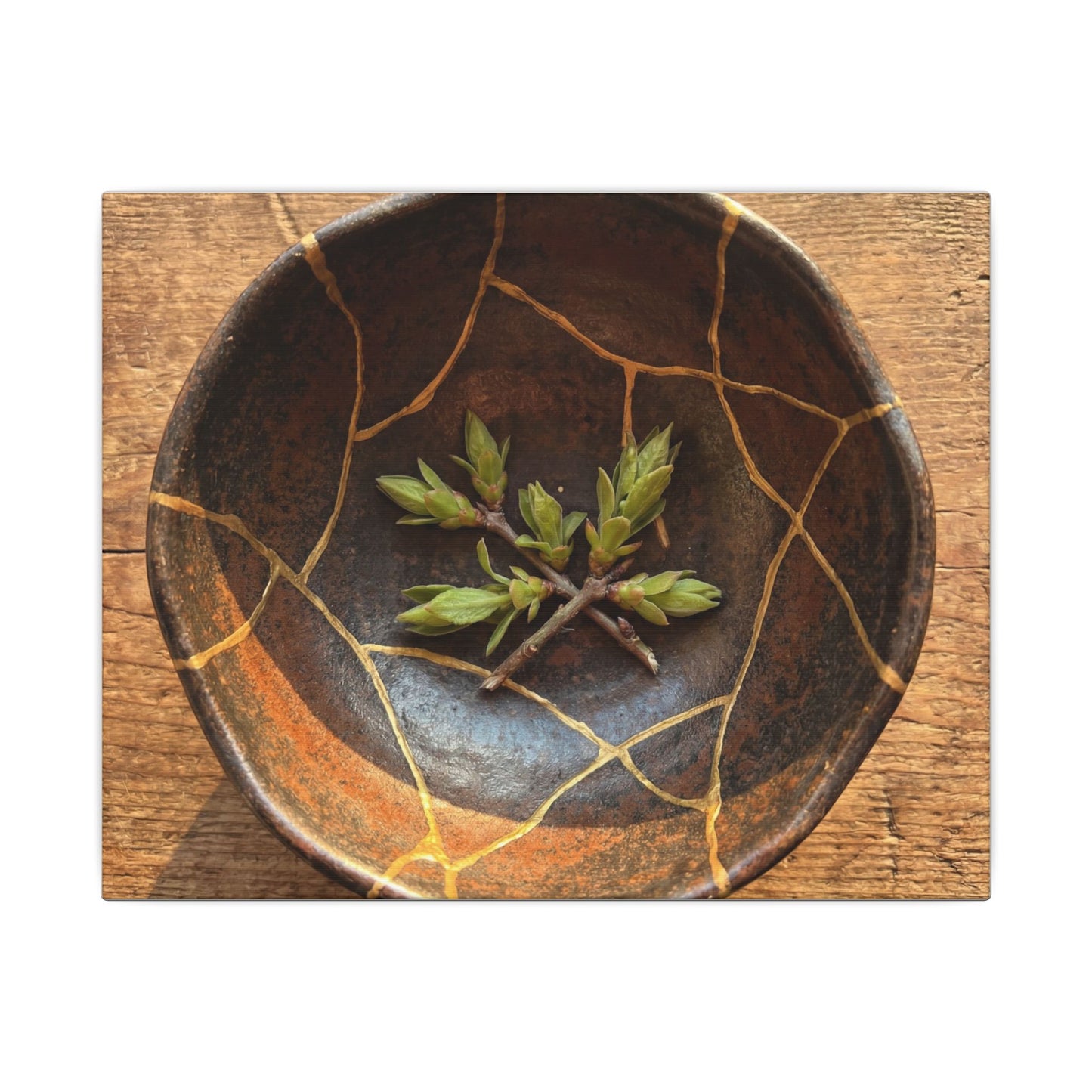 Ceramic Bowl Gold Repair Canvas Art | Resilient Kintsugi Art