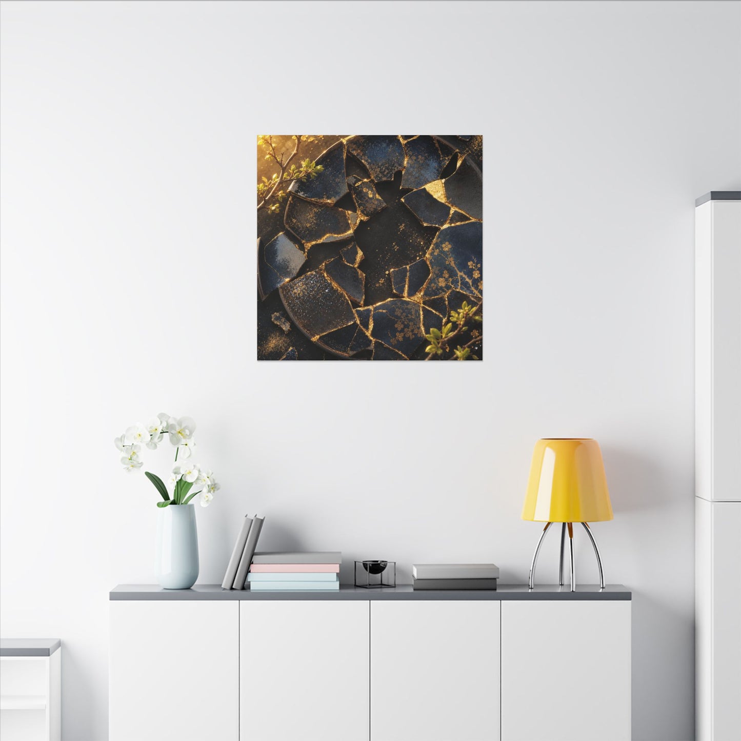 Golden Hour Broken Pottery Canvas Art - Kintsugi Ma
