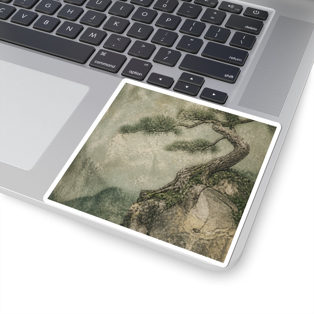 Pine Tree Texture Sticker | Warm Japandi Art