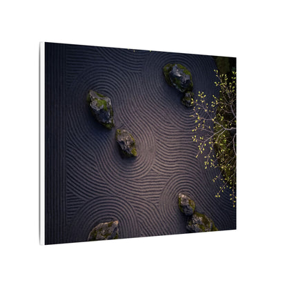 Dark Japandi Rock Garden in Dawn | Shadow Zen Canvas Art