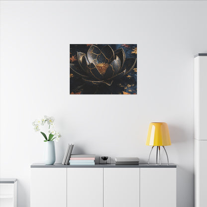 Moonlight Lotus Flower Canvas Art - Kintsugi Fukinsei