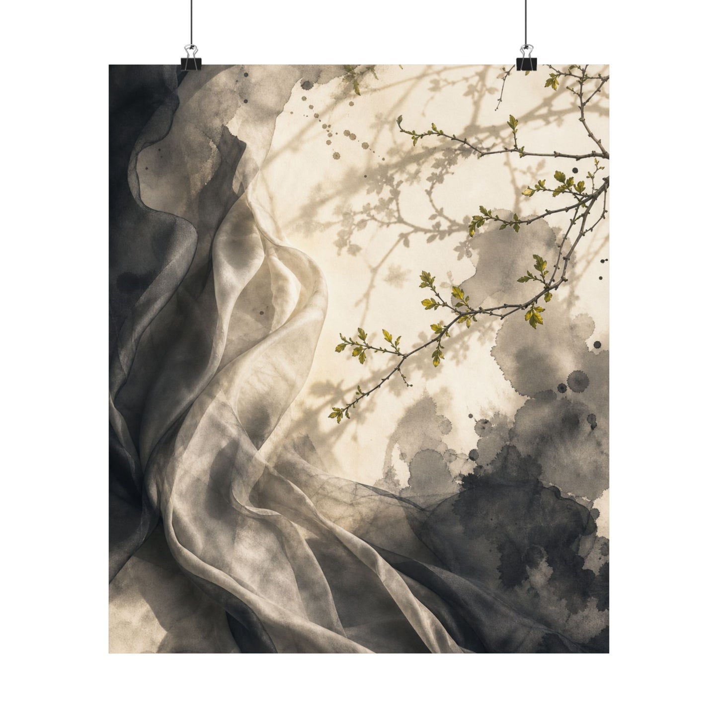 Silk Drape Spring Wall Art Print | Japandi Earthy Design