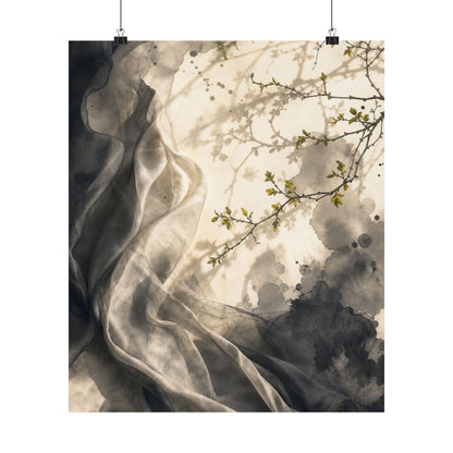 Silk Drape Spring Wall Art Print | Japandi Earthy Design