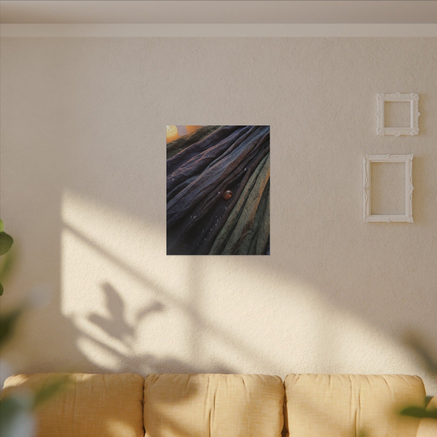 Silk Drape Shadow Zen Canvas Art | Moody Dark Japandi Art