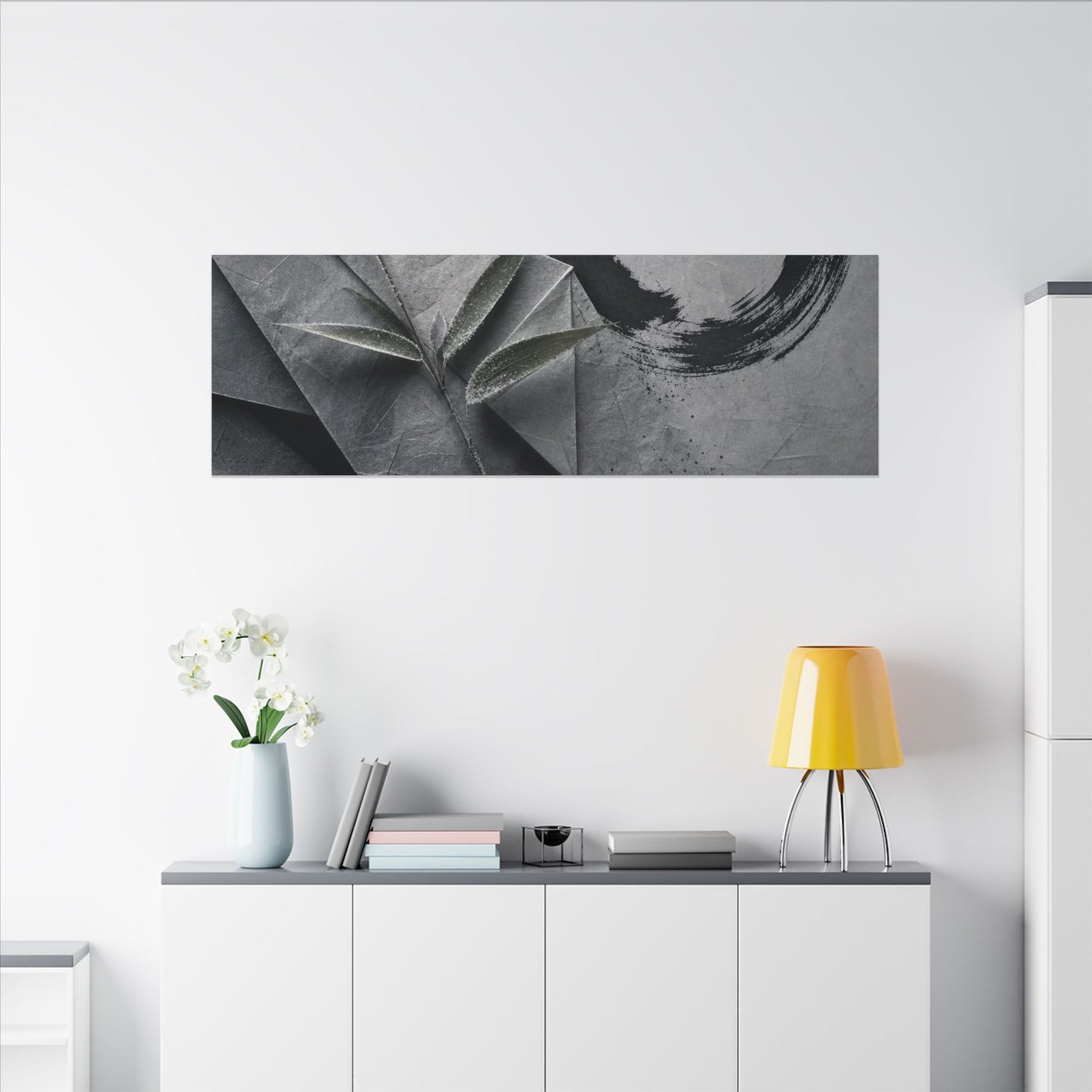 Winter Paper Fold Enso Canvas Art | Serene Decor