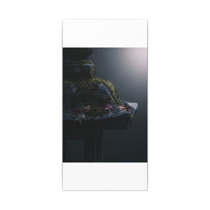 Stone Lantern Moody Minimal Canvas Art | Sophisticated Dark Japandi Art