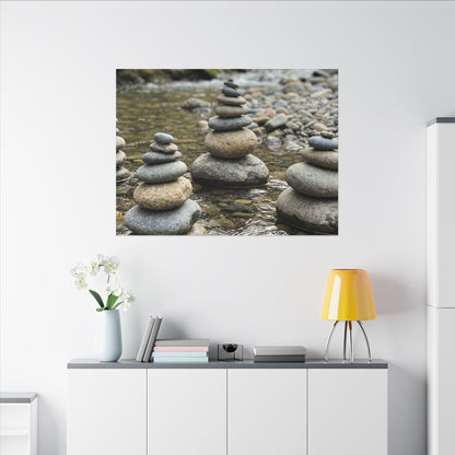 Zen River Stones in Dawn | Karesansui Canvas Art