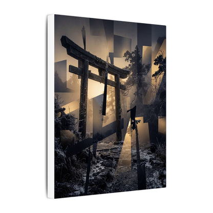 Winter Torii Gate Moody Minimal Canvas Art | Bold Decor