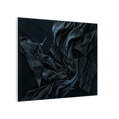 Dark Japandi Silk Drape in Moonlight | Moody Minimal Canvas Art