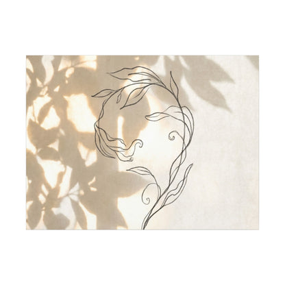 Warm Shoji Screen Canvas Art - Minimal Line Japandi