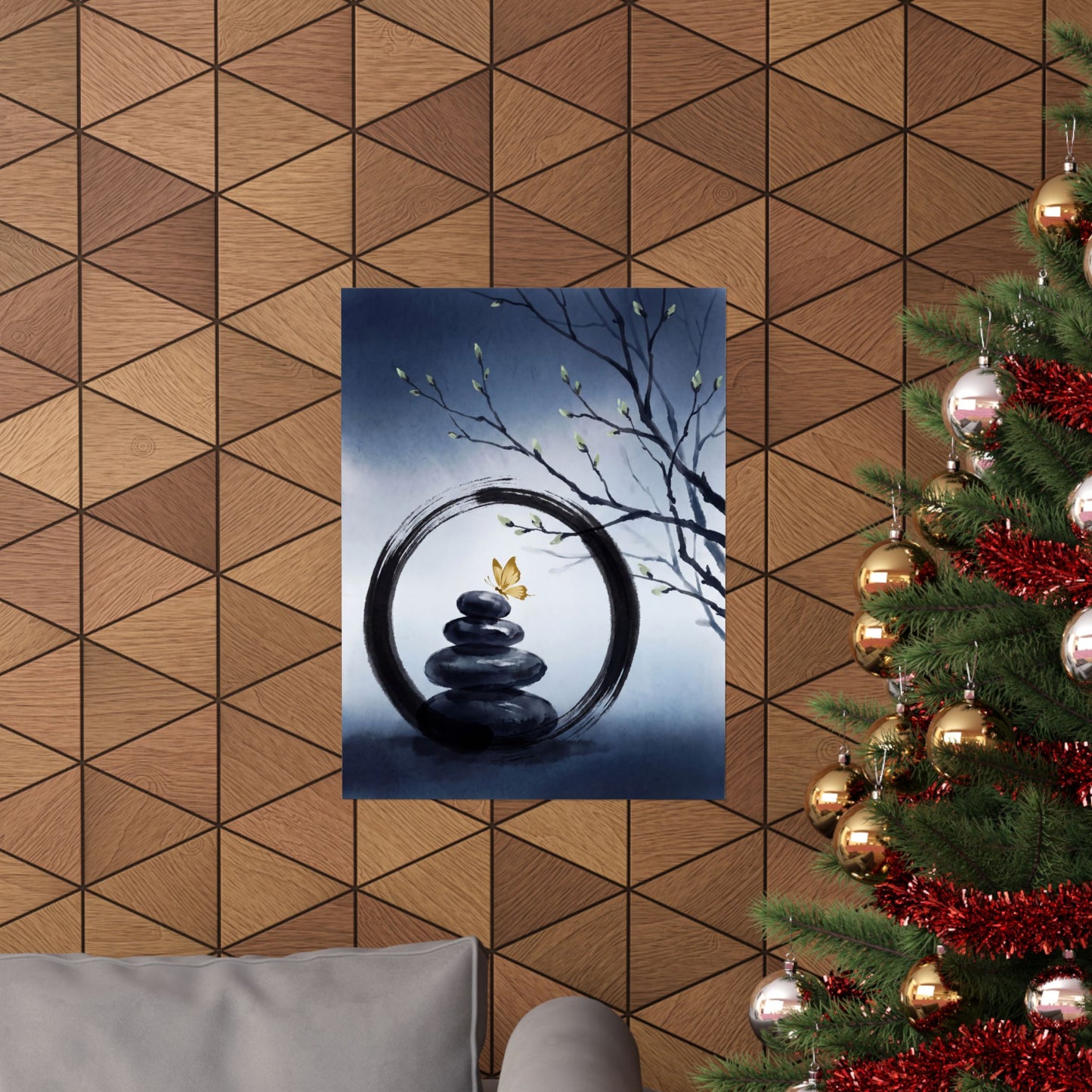 Zen River Stones in Dawn | Enso Wall Art Print