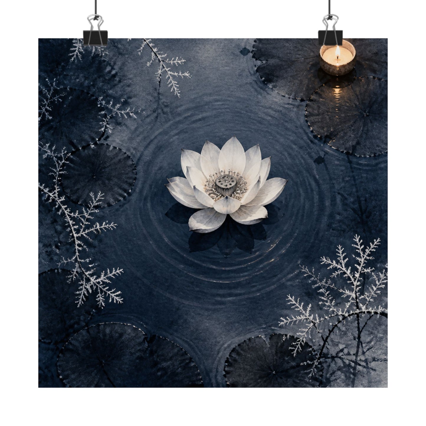 Lotus Flower Wall Art Print | Winter Zen Sumi E Art